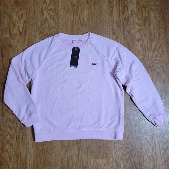 Levi's Sweatshirt Relaxed Fit Pink Red Women's Size Medium M Brushed Fleece New - Picture 13 of 15
